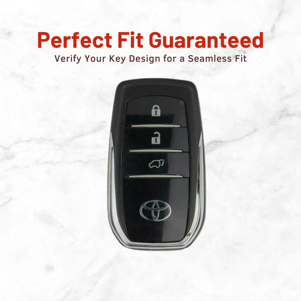 Metal Leather Key Cover For Toyota Fortuner | Toyota Fortuner Key Cover | Fortuner 3 Button M1 Push Start Smart Key Cover Brown