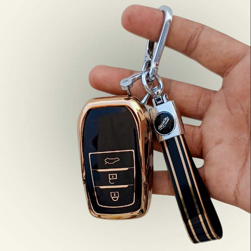 TPU Key Cover for Toyota Fortuner, Hilux, Innova Crysta, Legender, Innova HyCross, Land Cruiser | 3 Button Type M1 Push Start Smart Key