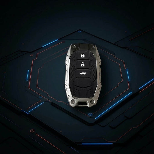 Transformer Car Key Cover Silver For Toyota Fortuner, Hilux, Innova Crysta, Legender, Innova HyCross, Land Cruiser | 3 Button Type M1 Push Start Smart Key