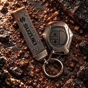 Metal Leather Key Cover For Suzuki Baleno | Suzuki Baleno Key Cover | Suzuki Baleno 2 Button Remote Key Cover Grey