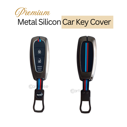 Metal Silicon Key Cover for Suzuki Baleno, Ciaz, Grand Vitara, Brezza, S Cross, Swift, Ignis, XL6, Fronx | 2 Button Smart Key