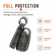Metal Leather Key Cover For Toyota Innova HyCross | Toyota Innova HyCross Key Cover | 2 Button M1 Push Start Smart Key Cover Grey