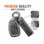 Metal Leather Key Cover For Hyundai Elantra | Hyundai Elantra Key Cover | Hyundai Elantra 3 button smart key cover Grey
