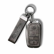 Metal Leather Key Cover For Toyota Legender | Toyota Legender Key Cover | Legender 2 Button M1 Push Start Smart Key Cover Grey