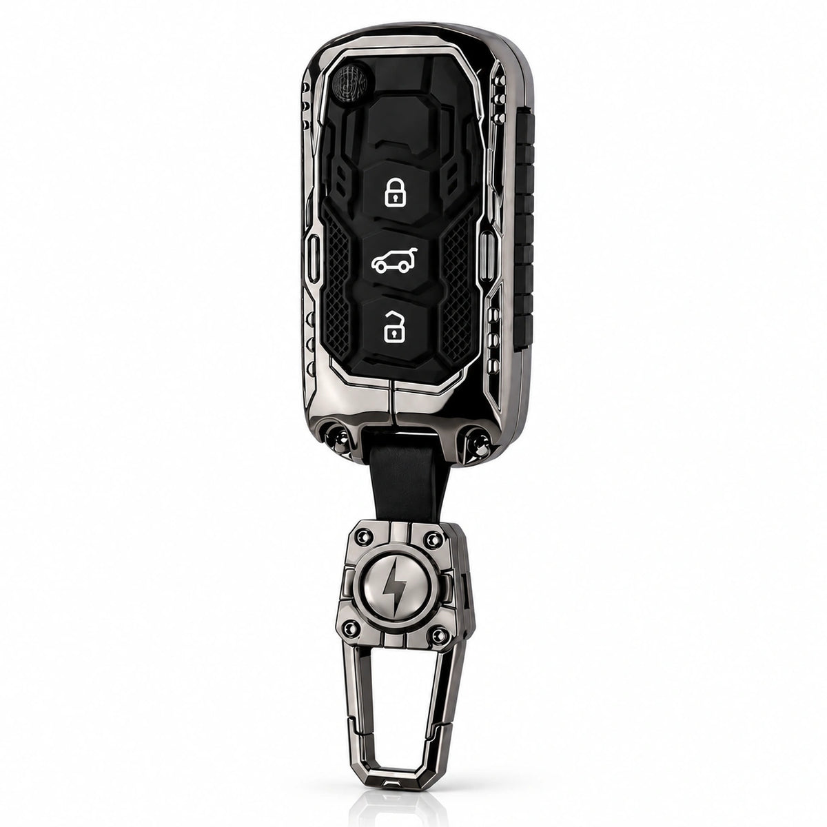 Metal Black Soft Silicon Key Cover for Mahindra 3 Button Flip key | Mahindra Key Cover | Mahindra 3 Button Flip key