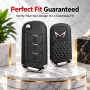 Metal Black Soft Silicon Key Cover for Mahindra 3 Button Flip key | Mahindra Key Cover | Mahindra 3 Button Flip key