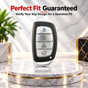 Metal Leather Key Cover For Hyundai Creta | Hyundai Creta Key Cover | Hyundai Creta 4 button smart key cover Brown