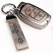 Metal Leather Key Cover For Hyundai Creta | Hyundai Creta Key Cover | Hyundai Creta 3 button smart key cover Grey