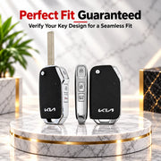 Metal Leather Key Cover For Kia Sonet HTE | Kia Sonet HTE Key Cover | Kia Sonet 3 Button Flip Key Cover Grey