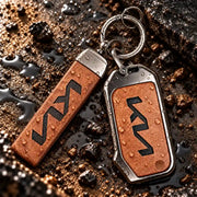 Metal Leather Key Cover For Kia Carens Premium | Kia Carens Premium Key Cover | Carens Premium 3 Button Flip Key Cover Brown