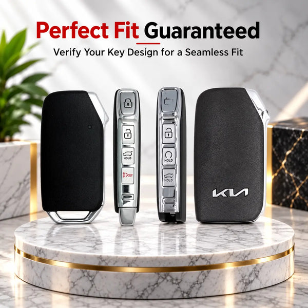 Metal Leather Key Cover For Kia Seltos | Kia Seltos Key Cover | Kia Seltos 4 Button Key Cover Brown