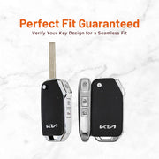 Metal Leather Key Cover For Kia Sonet HTE | Kia Sonet HTE Key Cover | Kia Sonet 3 Button Flip Key Cover Brown
