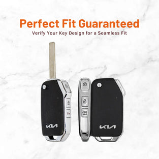 Metal Leather Key Cover For Kia Carens Premium | Kia Carens Premium Key Cover | Carens Premium 3 Button Flip Key Cover Brown
