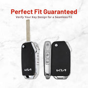 Metal Leather Key Cover For Kia Sonet HTE | Kia Sonet HTE Key Cover | Kia Sonet 3 Button Flip Key Cover Brown