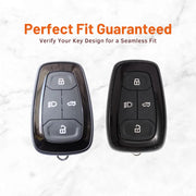 Metal Leather Key Cover For TATA EV | TATA EV Key Cover | TATA EV 4 Button Smart Key Cover Grey