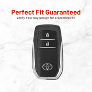 Metal Leather Key Cover For Toyota Hilux | Toyota Hilux Key Cover | Hilux 2 Button Push Start Smart Key Cover Brown