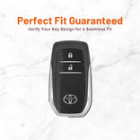 Metal Leather Key Cover For Toyota Innova Crysta | Innova Crysta Car Key Cover | Innova 2 Button M1 Push Start Smart Key Cover Grey