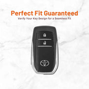 Metal Leather Key Cover For Toyota Innova Crysta | Innova Crysta Car Key Cover | Innova 2 Button M1 Push Start Smart Key Cover Grey