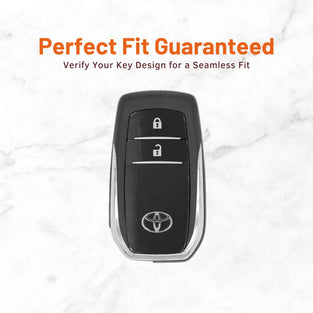 Metal Leather Key Cover For Toyota Innova Crysta | Innova Crysta Car Key Cover | Innova 2 Button M1 Push Start Smart Key Cover Grey