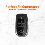 Metal Leather Key Cover For Toyota Hilux | Toyota Hilux Key Cover | Hilux 3 Button M1 Push Start Smart Key Cover Brown