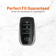 Metal Leather Key Cover For Toyota Hilux | Toyota Hilux Key Cover | Hilux 3 Button M1 Push Start Smart Key Cover Brown