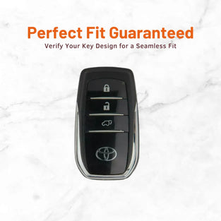 Metal Leather Key Cover For Toyota Hilux | Toyota Hilux Key Cover | Hilux 3 Button M1 Push Start Smart Key Cover Brown