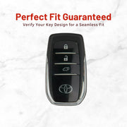 Metal Leather Key Cover For Toyota Hilux | Toyota Hilux Key Cover | Hilux 3 Button M1 Push Start Smart Key Cover Brown