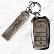 Metal Leather Key Cover For Toyota Innova Crysta | Innova Crysta Car Key Cover | Innova 3 Button M1 Push Start Smart Key Cover Grey