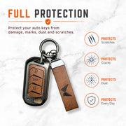 Metal Leather Key Cover For Mahindra Scorpio | Mahindra Scorpio Key Cover | 3 Button Flip Key Cover Brown