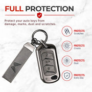 Metal Leather Key Cover For Mahindra Bolero B4 | Mahindra Bolero B4 Key Cover | 3 Button Flip Key Cover Grey