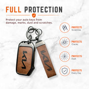 Metal Leather Key Cover For Kia Sonet HTE | Kia Sonet HTE Key Cover | Kia Sonet 3 Button Flip Key Cover Brown