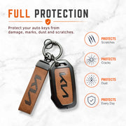 Metal Leather Key Cover For Kia Seltos | Kia Seltos Key Cover | Kia Seltos 4 Button Key Cover Brown