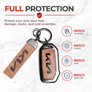 Metal Leather Key Cover For Kia Sonet | Kia Sonet Key Cover | Kia Sonet 4 Button Key Cover Brown