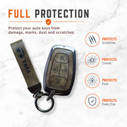 Metal Leather Key Cover For TATA EV | TATA EV Key Cover | TATA EV 4 Button Smart Key Cover Grey