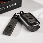 Metal Leather Key Cover For Mahindra Bolero B4 | Mahindra Bolero B4 Key Cover | 3 Button Flip Key Cover Grey