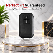 Metal Leather Key Cover For Toyota Glanza | Toyota Glanza Key Cover | 2 Button Smart Key Cover Brown