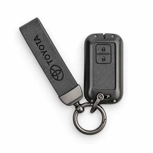 Metal Leather Key Cover For Toyota Urban Cruiser hyryder | Toyota Urban Cruiser hyryder Key Cover | 2 Button Smart Key Cover Grey