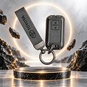 Metal Leather Key Cover For Toyota Glanza | Toyota Glanza Key Cover | 2 Button Smart Key Cover Grey