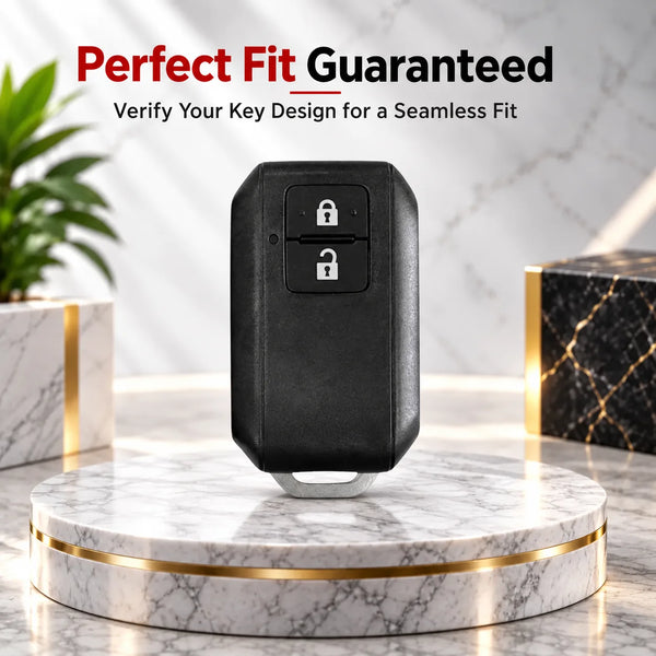Metal Leather Key Cover For Suzuki Baleno | Suzuki Baleno Key Cover | Suzuki Baleno 2 Button Smart Key Cover Brown
