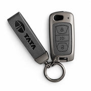 Metal Leather Key Cover For TATA Bolt | TATA Bolt Key Cover | TATA Bolt 3 Button Flip Key Cover Grey