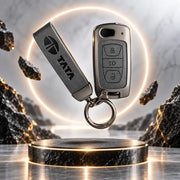 Metal Leather Key Cover For TATA Bolt | TATA Bolt Key Cover | TATA Bolt 3 Button Flip Key Cover Grey