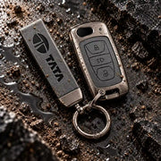 Metal Leather Key Cover For TATA Bolt | TATA Bolt Key Cover | TATA Bolt 3 Button Flip Key Cover Grey