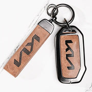 Metal Leather Key Cover For Kia Seltos | Kia Seltos Key Cover | Kia Seltos 4 Button Key Cover Brown