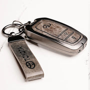 Metal Leather Key Cover For Toyota Hilux | Toyota Hilux Key Cover | Hilux 2 Button Push Start Smart Key Cover Grey