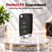 Metal Leather Key Cover For Volkswagen Octavia | Volkswagen Octavia Key Cover | 3 Button Flip Key Grey
