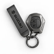Metal Leather Key Cover For Suzuki Baleno | Suzuki Baleno Key Cover | Suzuki Baleno 2 Button Remote Key Cover Grey
