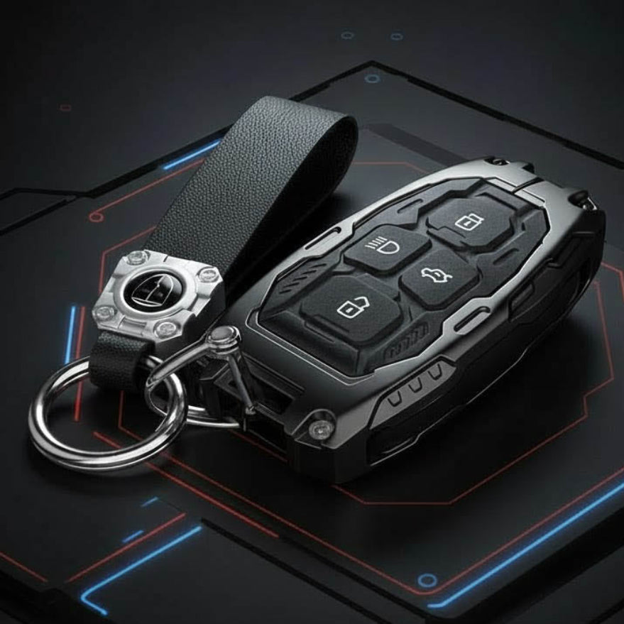 Transformer Car Key Cover Silver For TATA Punch, Tiago, Altroz, Nexon, Harrier, Safari, EV, Sierra | 4 Button Smart Key