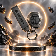 Metal Leather Key Cover For Suzuki Baleno | Suzuki Baleno Key Cover | Suzuki Baleno 2 Button Remote Key Cover Grey